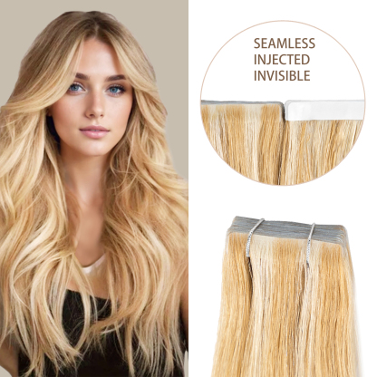 Meiverah Seamless Injected Hand-Tied Tape In Hair Extensions 20 Pcs/50 g Virgin Human Hair (P27/613)