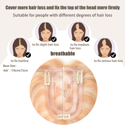 Meiverah Natural-Looking Handmade Full Hand-tied PU Mono Lace NO Bangs Clip-In Women Toupee -（P613/27A#）