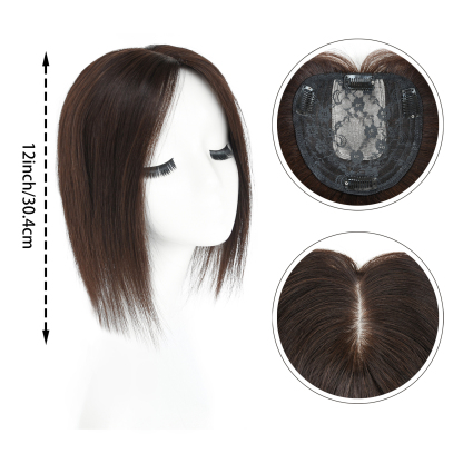 Meiverah Breathable PU Ultra-Thin Clip-In Women's Toupee - Natural Look Top Hair Piece with No Bangs -（3#）