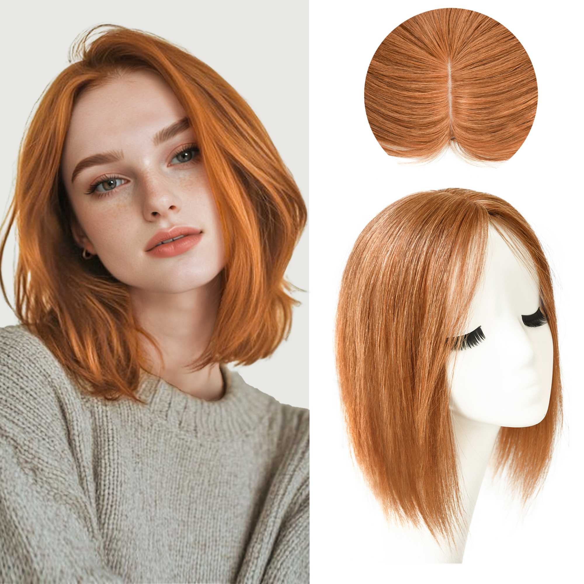 Meiverah Breathable PU Ultra-Thin Clip-In Women's Toupee - Natural Look Top Hair Piece with No Bangs -（30#）