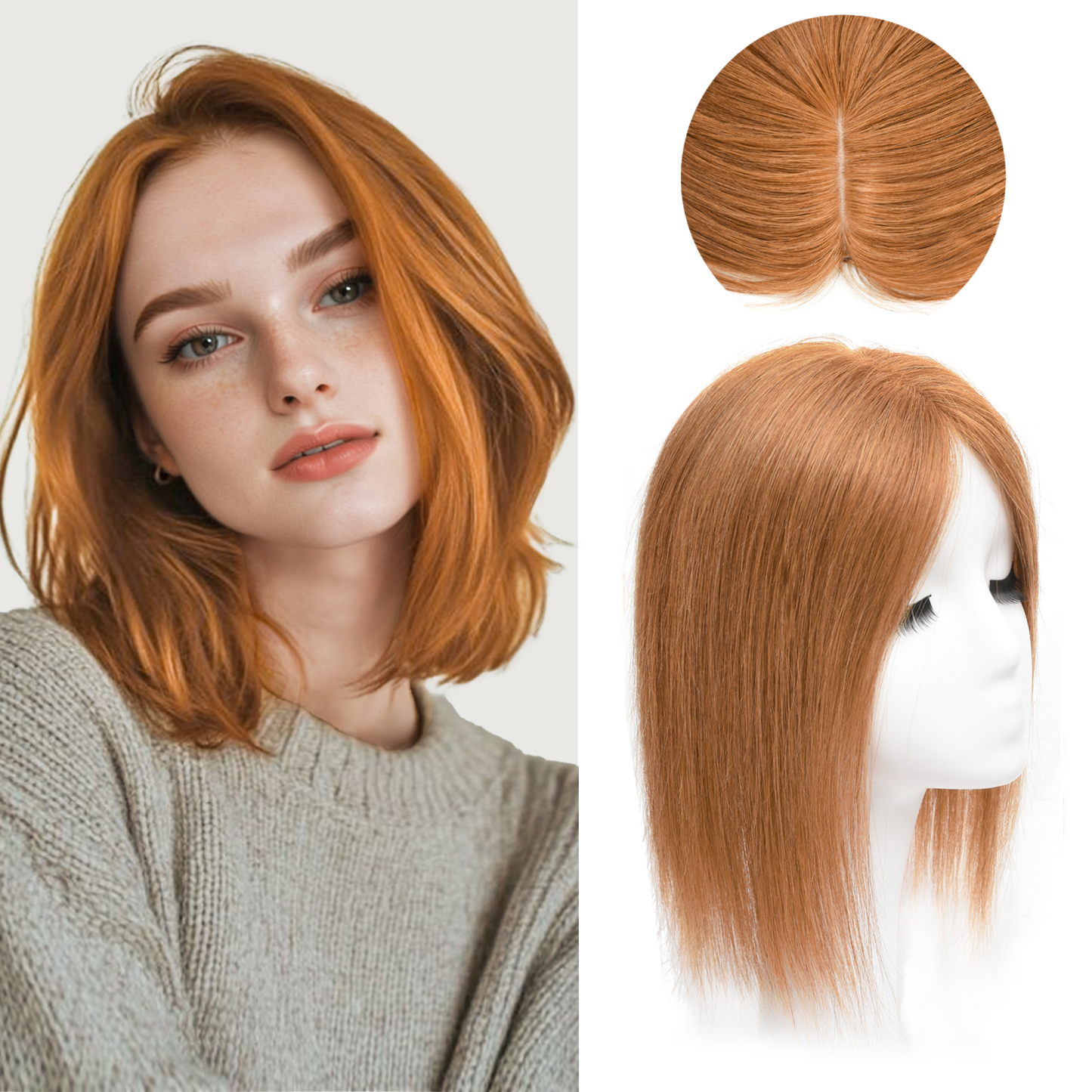 Meiverah Breathable PU Ultra-Thin Clip-In Women's Toupee - Natural Look Top Hair Piece with No Bangs -（30#）