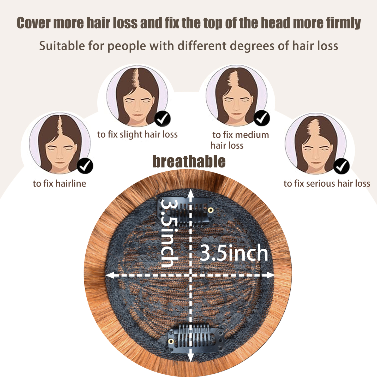 Meiverah Hair Twist Braid Headband Straight Hairpieces Human Hair Clip In Topper Hair Extension With Bangs Invisible Natural(#30)