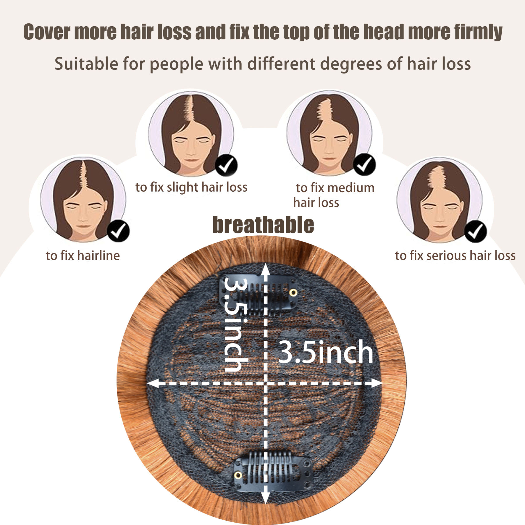 Meiverah Hair Twist Braid Headband Straight Hairpieces Human Hair Clip In Topper Hair Extension With Bangs Invisible Natural(#30)