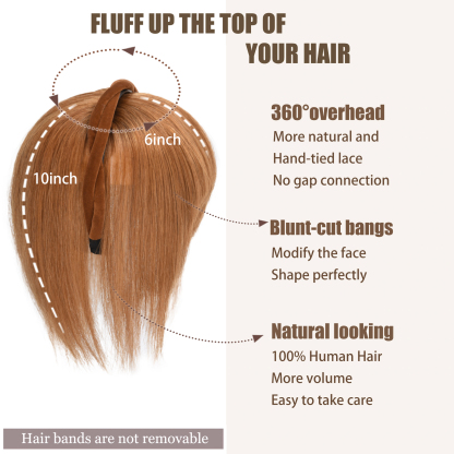 Meiverah Hair Twist Braid Headband Straight Hairpieces Human Hair Clip In Topper Hair Extension With Bangs Invisible Natural(#30)