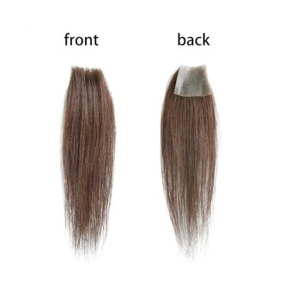 Meiverah Hair scar human hair replacement Accidental burns without hair for men women Hairline Loss Straight Tape in Replacement Toupee (Medium Brown)