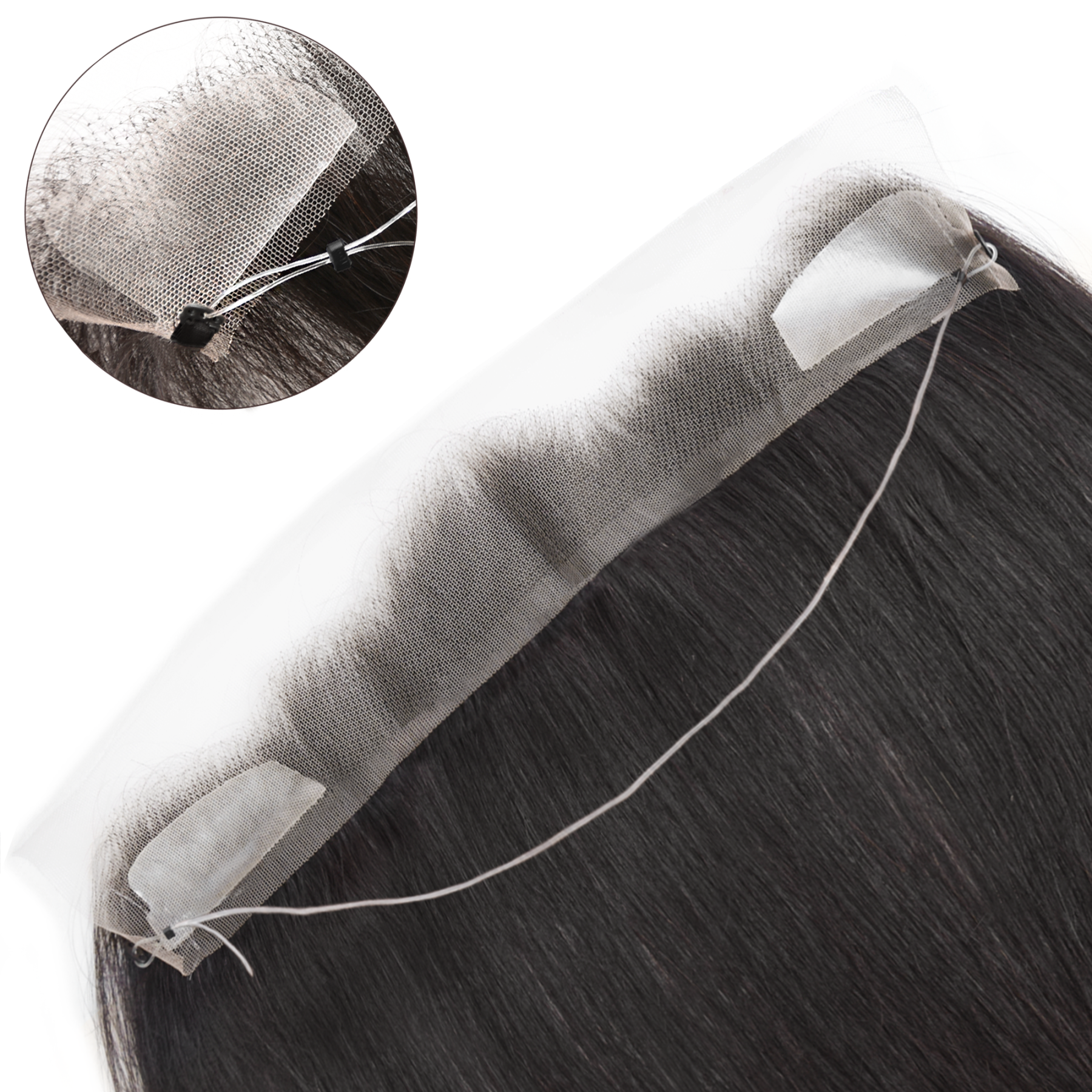 Meiverah Fish-line Hand-tied Hairline Hair Extension, Secure & Sterdy No Glue Apply (1B, Natural Black)