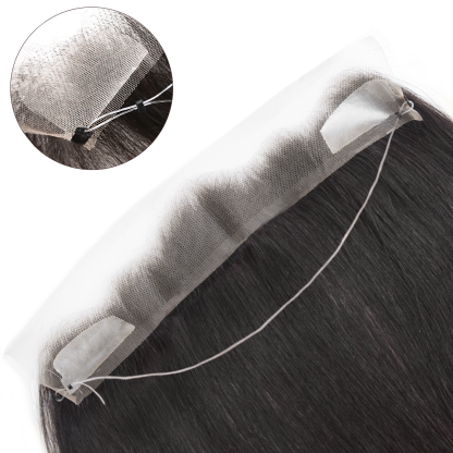 Meiverah Fish-line Hand-tied Hairline Hair Extension, Secure & Sterdy No Glue Apply (1B, Natural Black)