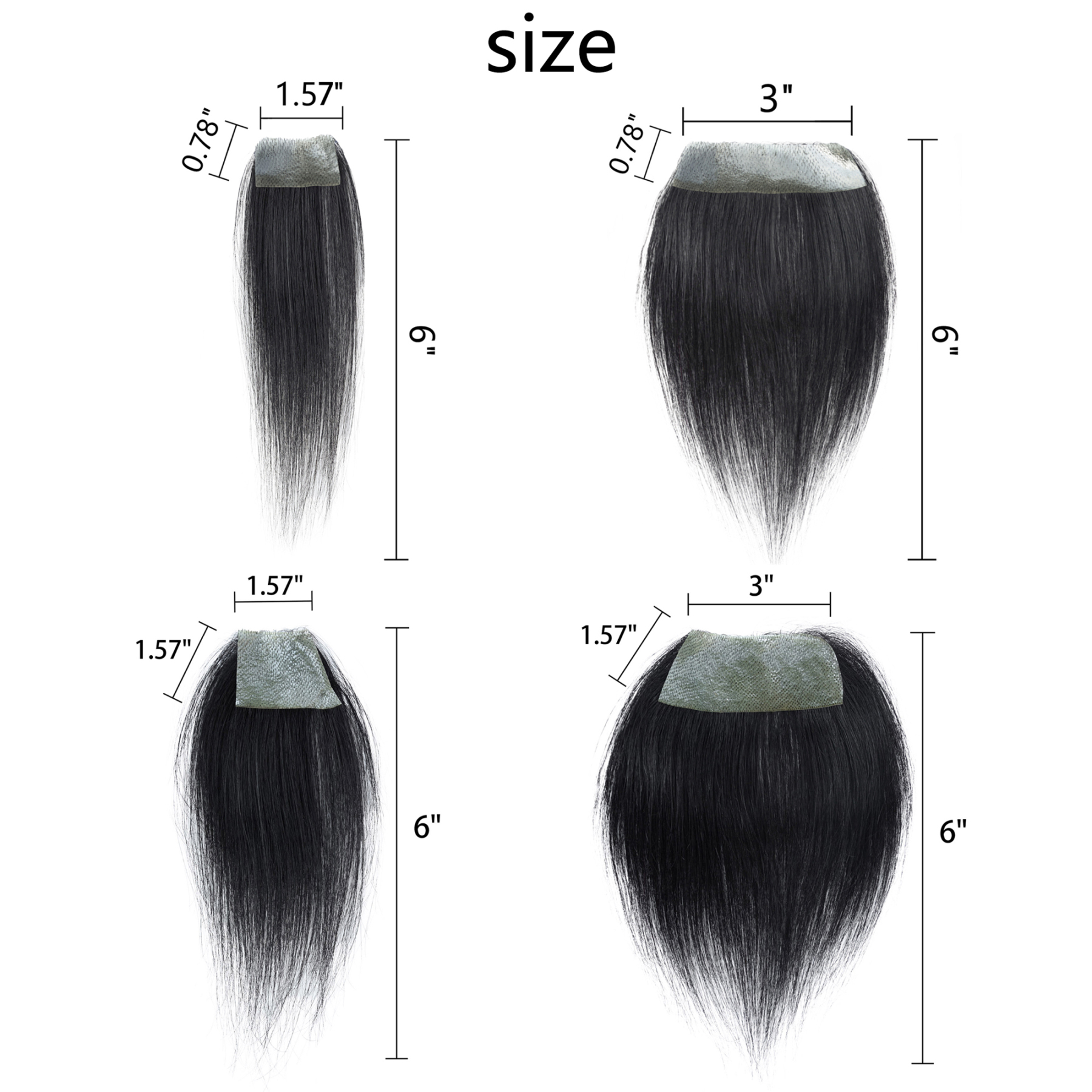 Meiverah Hair scar human hair replacement Accidental burns without hair for men women Hairline Loss Straight Tape in Replacement Toupee (Jet Black)