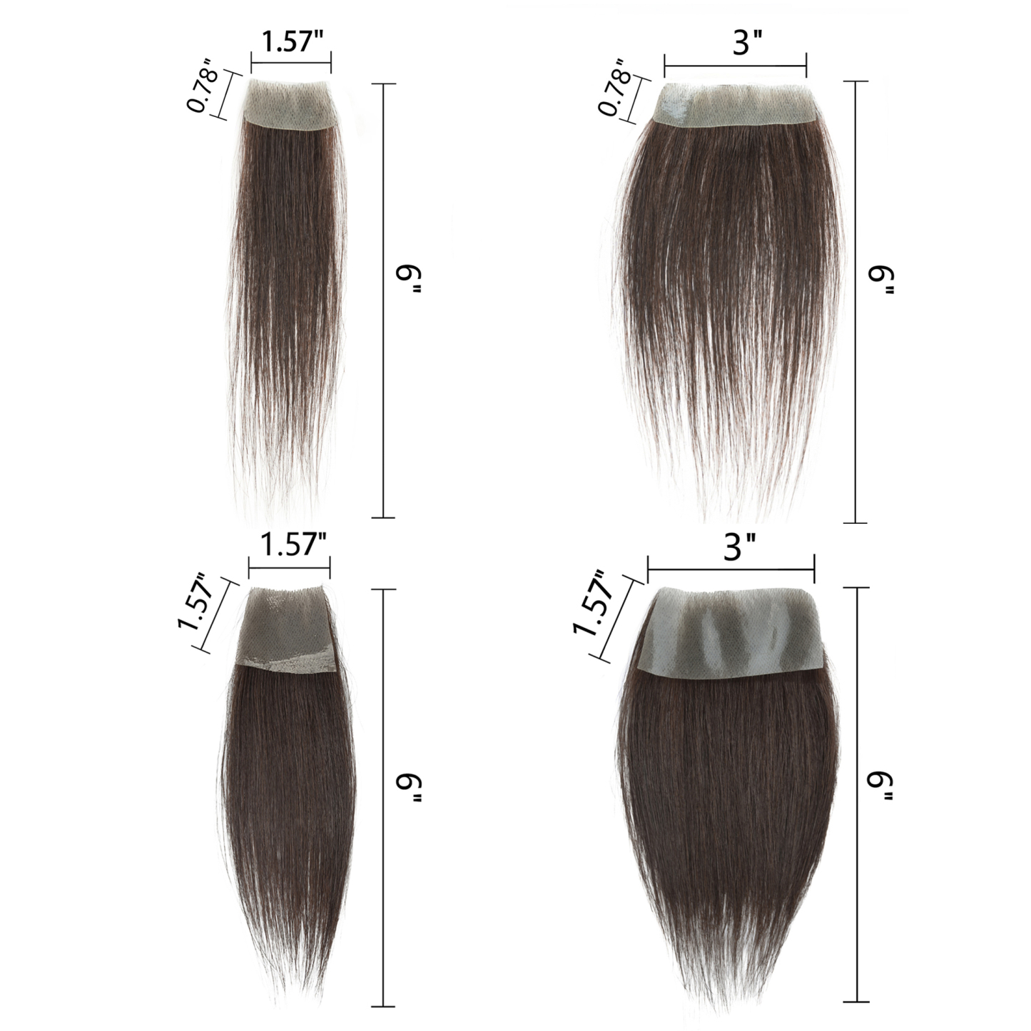 Meiverah Hair scar human hair replacement Accidental burns without hair for men Hairline Loss Straight Tape in Replacement Toupee (Dark Brown)