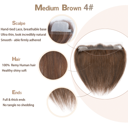 Meiverah Human Hair Hand-tied Frontal Hairline with Adjustable Fishing Line (1B Natural Black, 14") Secure & Sterdy Need No Glue 