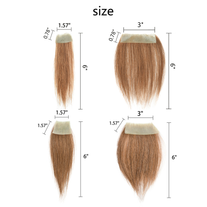 Meiverah Hair scar human hair replacement Accidental burns without hair for men Hairline Loss Straight Tape in Replacement Toupee  (Light Brown)