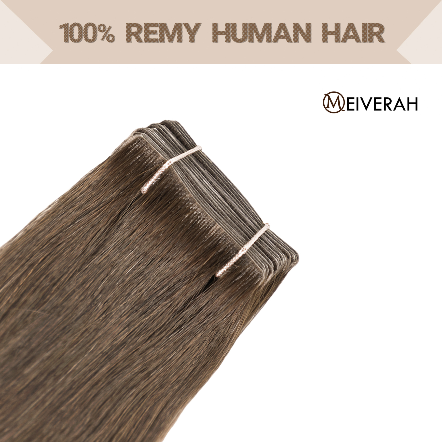 Meiverah Seamless Injected Hand-Tied Tape In Hair Extensions 20Pcs/50g Virgin Human Hair (#4)