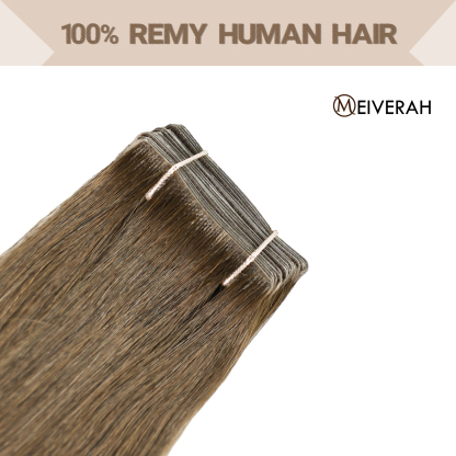 Meiverah Seamless Injected Hand-Tied Tape In Hair Extensions 20Pcs/50g Virgin Human Hair (#4)