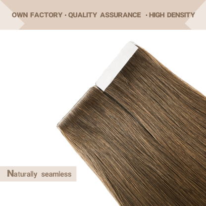 Meiverah Seamless Injected Hand-Tied Tape In Hair Extensions 20Pcs/50g Virgin Human Hair (#4)