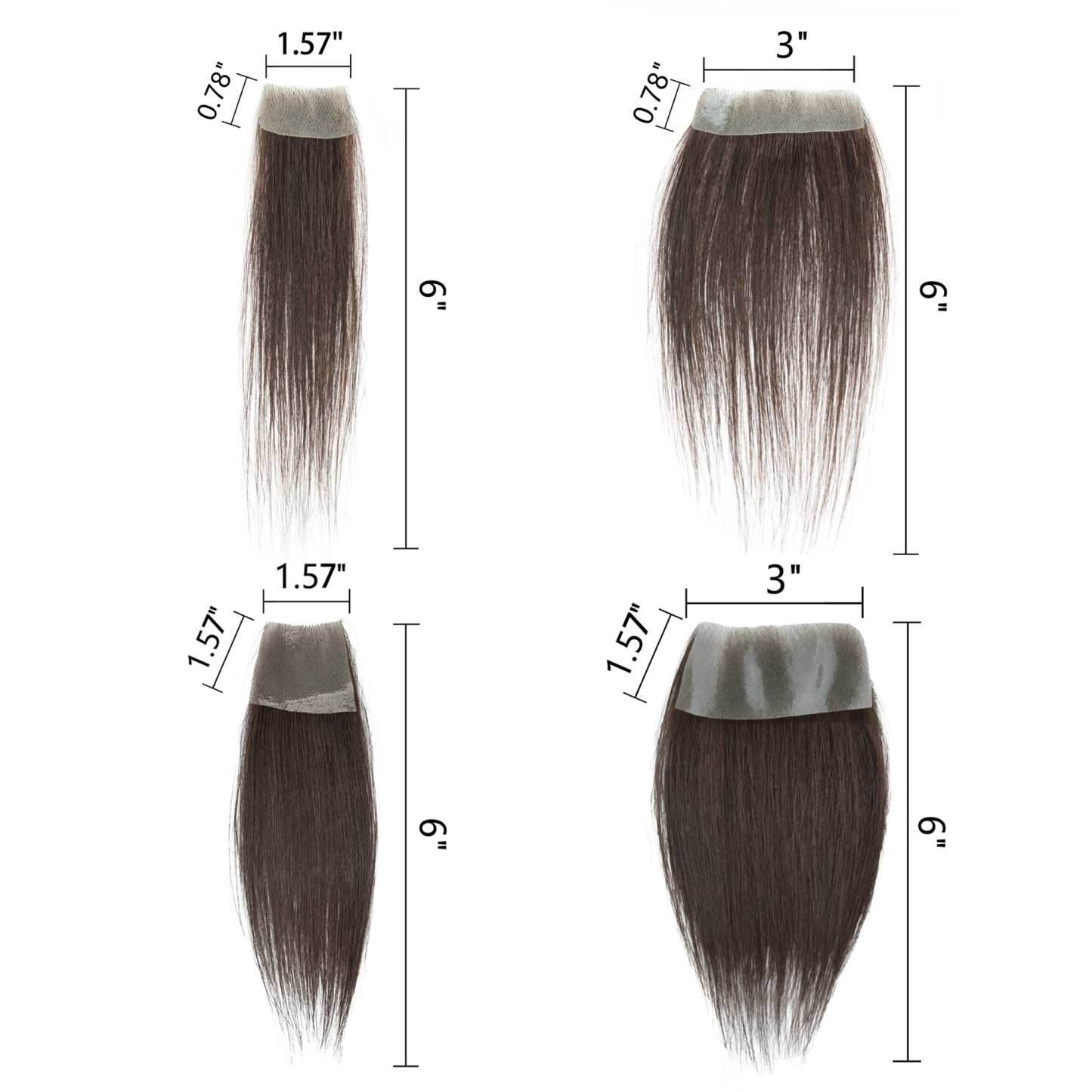 Meiverah Hair scar human hair replacement Accidental burns without hair for men Hairline Loss Straight Tape in Replacement Toupee (Medium Brown)