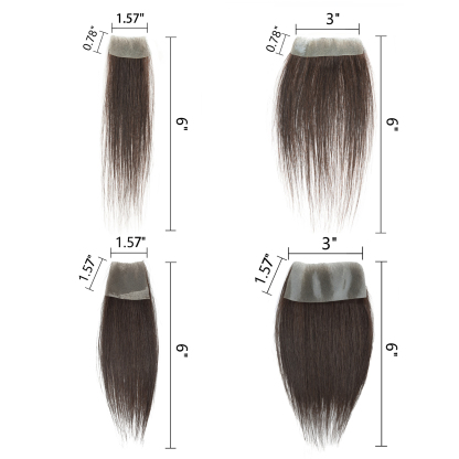 Meiverah Hair scar human hair replacement Accidental burns without hair for men Hairline Loss Straight Tape in Replacement Toupee (Medium Brown)