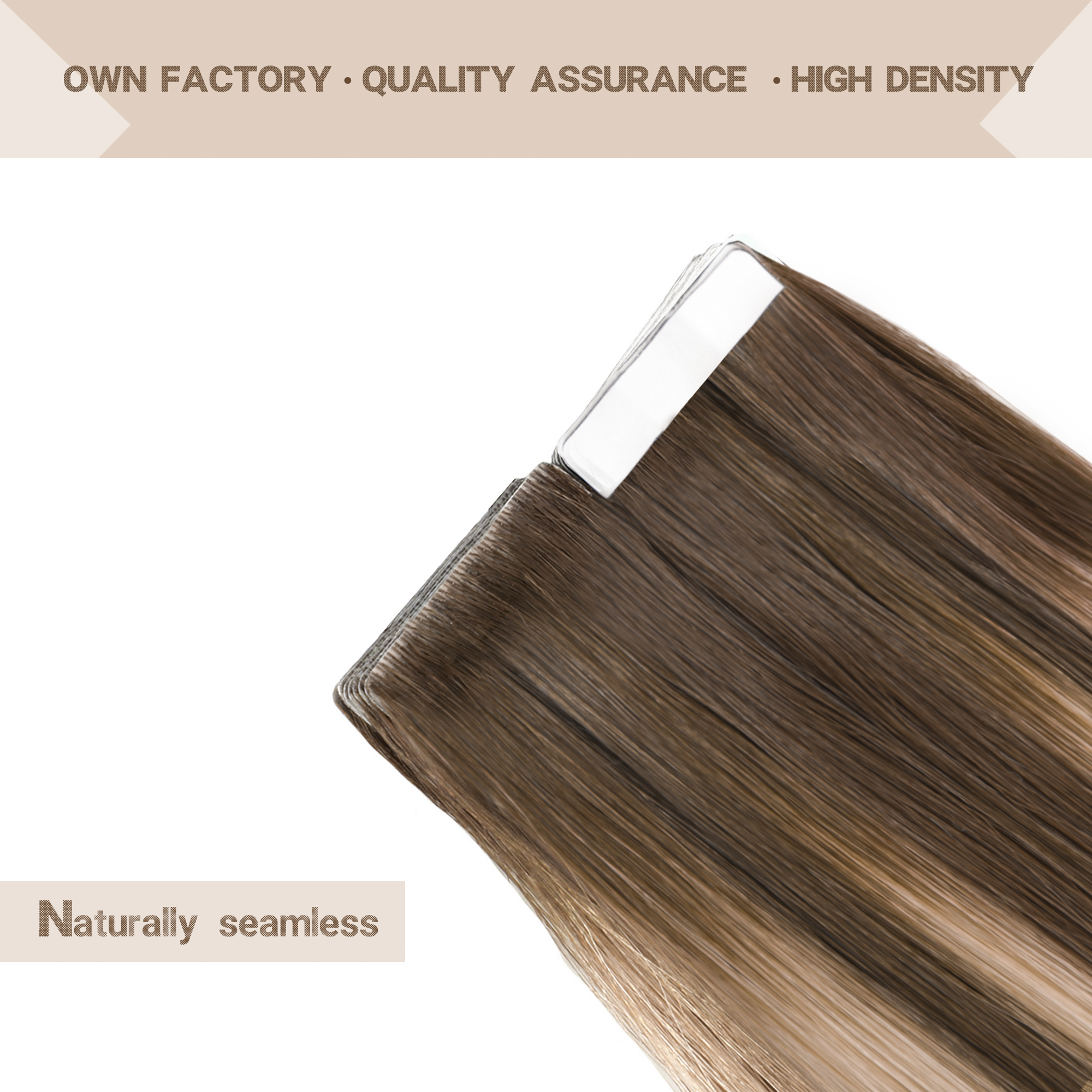 Meiverah Seamless Injected Hand-Tied Tape In Hair Extensions 20 Pcs/50 g Virgin Human Hair (#P4-27-T4)