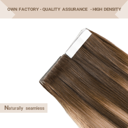 Meiverah Seamless Injected Hand-Tied Tape In Hair Extensions 20 Pcs/50 g Virgin Human Hair (P4-27-T4)