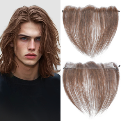Meiverah Fishing Line Hand-Tied Mono Base Men's Hair System - Breathable, Realistic Hairline & Natural-Looking Hair Replacement（4#）