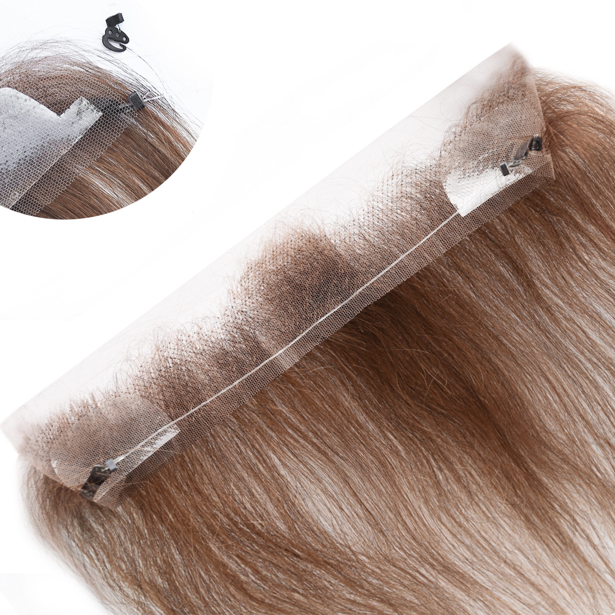 Meiverah Fishing Line Hand-Tied Mono Base Women's Hair System - Breathable, Realistic Hairline & Natural-Looking Hair Replacement（4#）