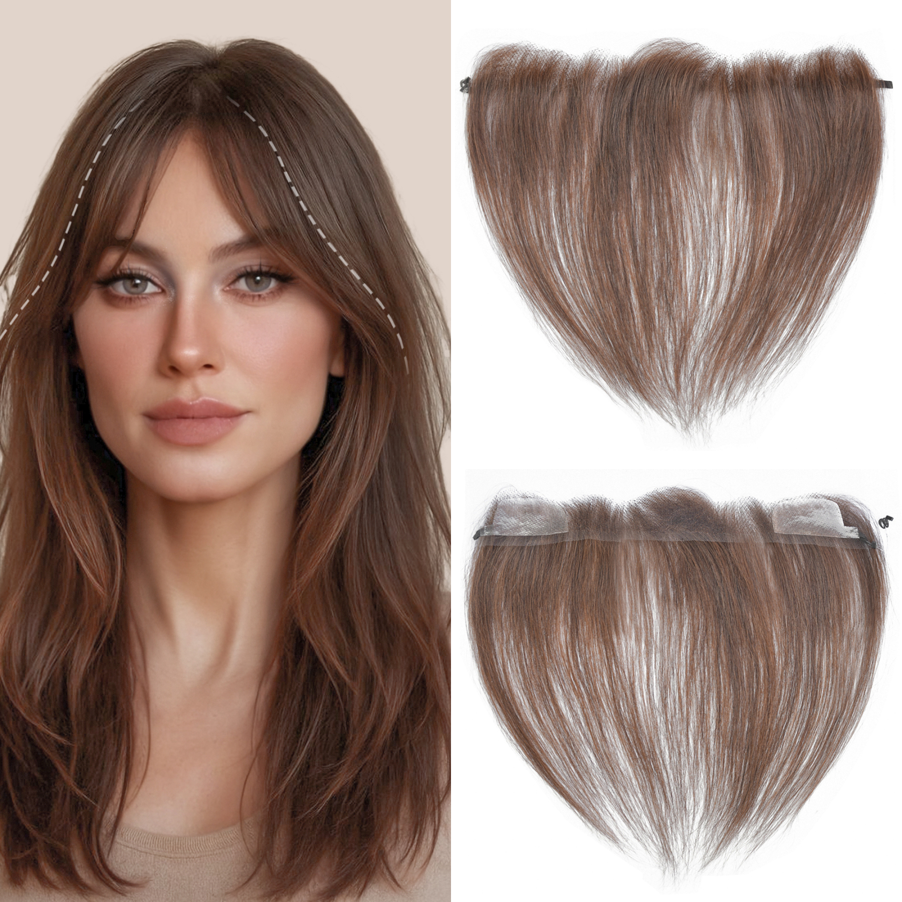 Meiverah Fishing Line Hand-Tied Mono Base Women's Hair System - Breathable, Realistic Hairline & Natural-Looking Hair Replacement（4#）