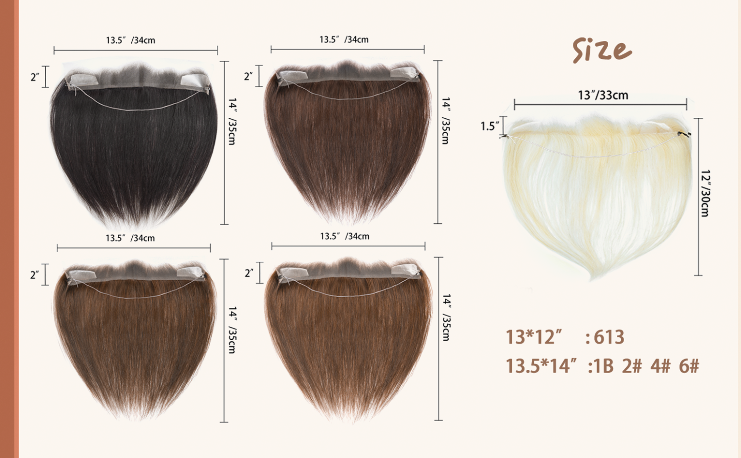 Meiverah Human Hair Hand-tied Frontal Hairline with Adjustable Fishing Line (1B Natural Black, 14") Secure & Sterdy Need No Glue 