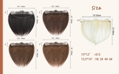 Meiverah Human Hair Hand-tied Frontal Hairline with Adjustable Fishing Line (1B Natural Black, 14") Secure & Sterdy Need No Glue 