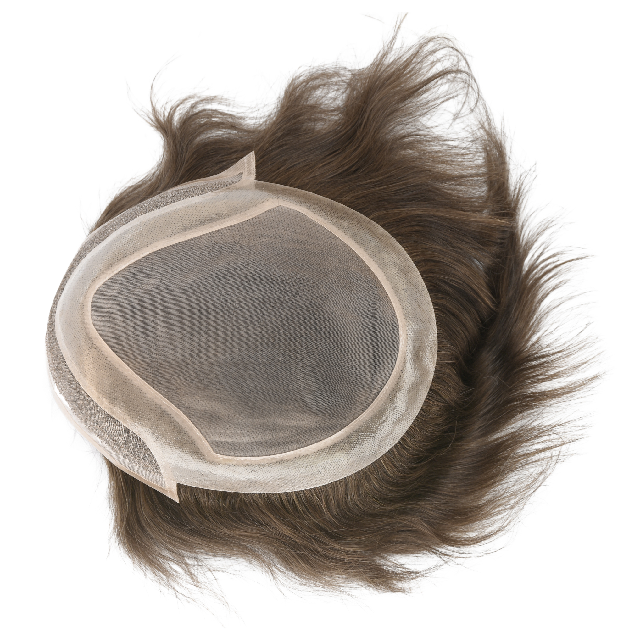 Meiverah Natural-Looking Handmade Full Hand-tied PU Mono Lace Men's Toupee -（4#，wavy）