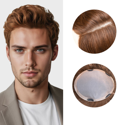 Meiverah Natural-Looking Handmade Full Hand-tied Mono Lace Men's Toupee - (4 Color)