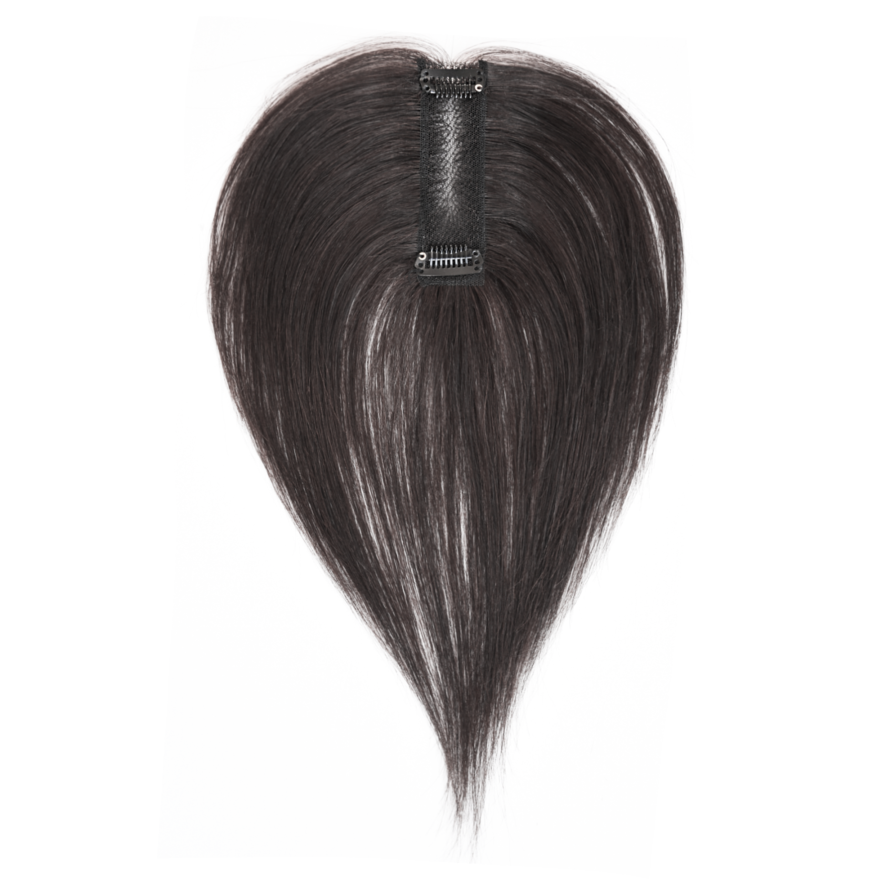 Meiverah Handmade Human Hair Middle Part Clip In Toupee No Bangs Seamless Natural Topper Breathable Mesh Base Women Thickening Hairpiece (1B Natural Black)