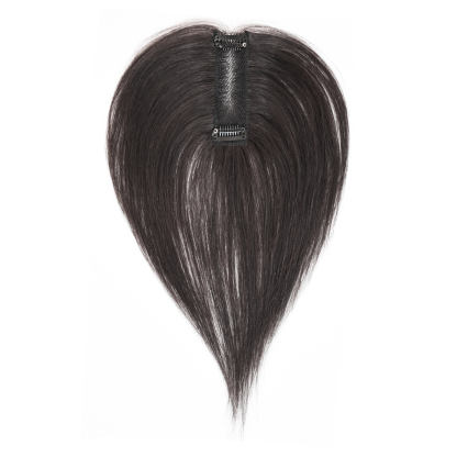 Meiverah Handmade Human Hair Middle Part Clip In Toupee No Bangs Seamless Natural Topper Breathable Mesh Base Women Thickening Hairpiece (1B Natural Black)