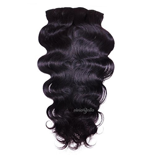 Clip in Body Wave Human Hair Extensions Copper Red Color Virgin Hair Double Weft(Natural Black)