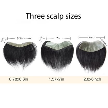 Meiverah Hair Frontal Hairpiece for Men Natural Black Hair Extension Hairline Loss Straight Tape in Human Hair Toppers Replacement Toupee （Jet Black）
