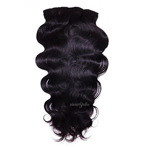 Clip in Body Wave Human Hair Extensions Copper Red Color Virgin Hair Double Weft(Jet Black)