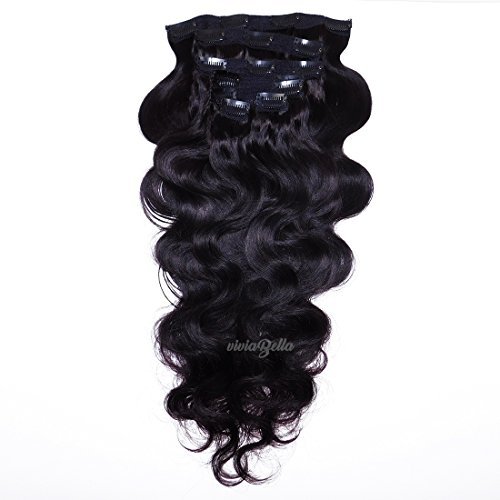 Clip in Body Wave Human Hair Extensions Copper Red Color Virgin Hair Double Weft(Jet Black)