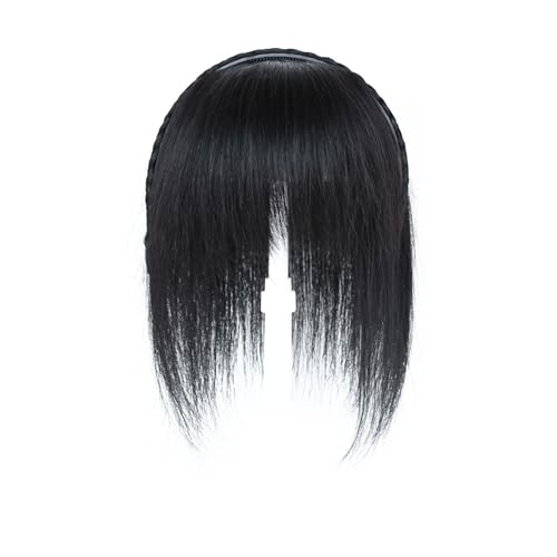 Meiverah Hair Twist Braid Headband Straight Hairpieces Human Hair Clip In Topper Hair Extension With Bangs Invisible Natural(Natural Black)