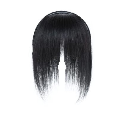 Meiverah Hair Twist Braid Headband Straight Hairpieces Human Hair Clip In Topper Hair Extension With Bangs Invisible Natural(Natural Black)