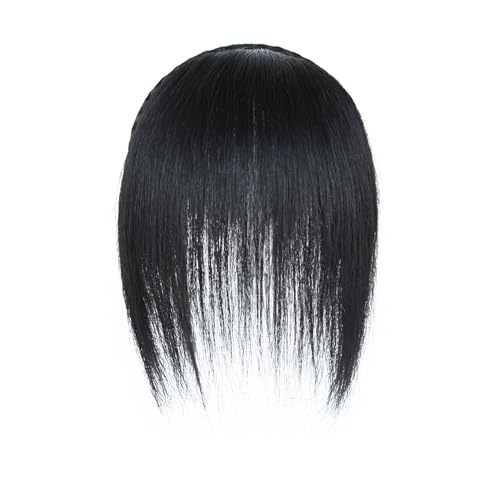 Meiverah Hair Twist Braid Headband Straight Hairpieces Human Hair Clip In Topper Hair Extension With Bangs Invisible Natural(Natural Black)