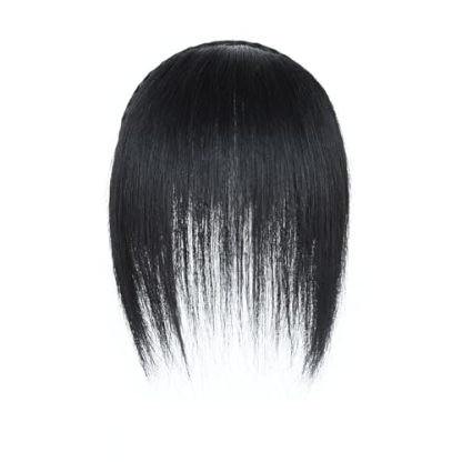 Meiverah Hair Twist Braid Headband Straight Hairpieces Human Hair Clip In Topper Hair Extension With Bangs Invisible Natural(Natural Black)