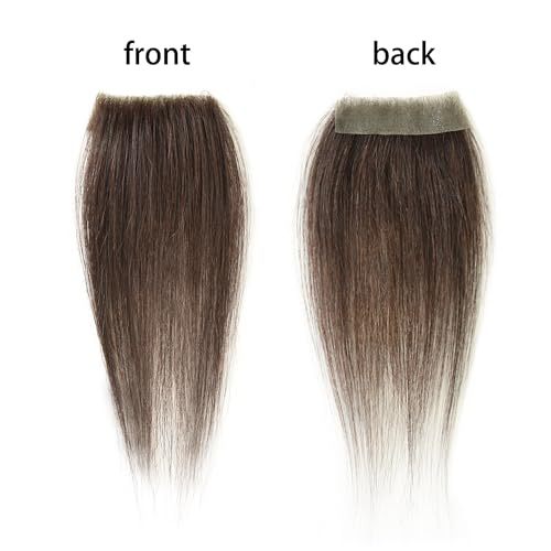 Meiverah Hair scar human hair replacement Accidental burns without hair for men women Hairline Loss Straight Tape in Replacement Toupee (Dark Brown)