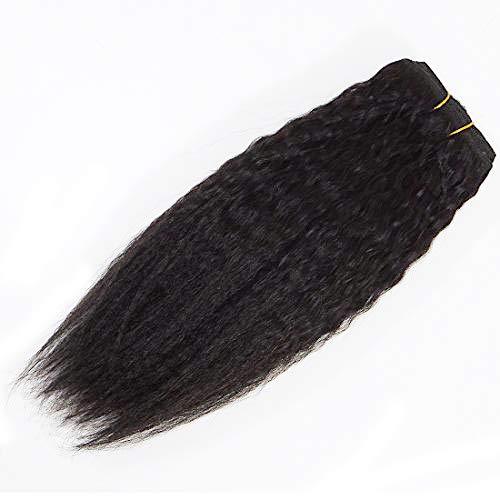 Yaki Hair Clip in Natural Hair Extensions for Black Women Virgin Remy Hair Kinky Straight （Natural Black）