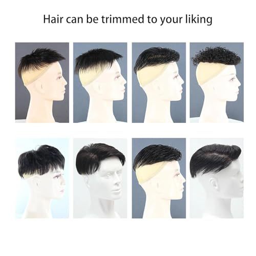 Meiverah Hair Untrimmed Hand Tied Lace/Slik Base Toupee with Biological Scalp Toupee Human Hair Extension Clip in Hairpieces Topper Top HairPiece for Men (Medium Brown)(Slik Base)