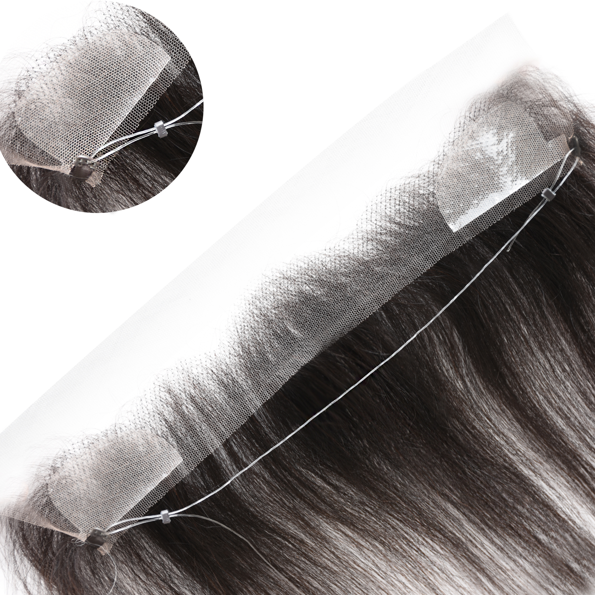 Meiverah Fishing Line Hand-Tied Mono Base Men's Hair System - Breathable, Realistic Hairline & Natural-Looking Hair Replacement（1B）