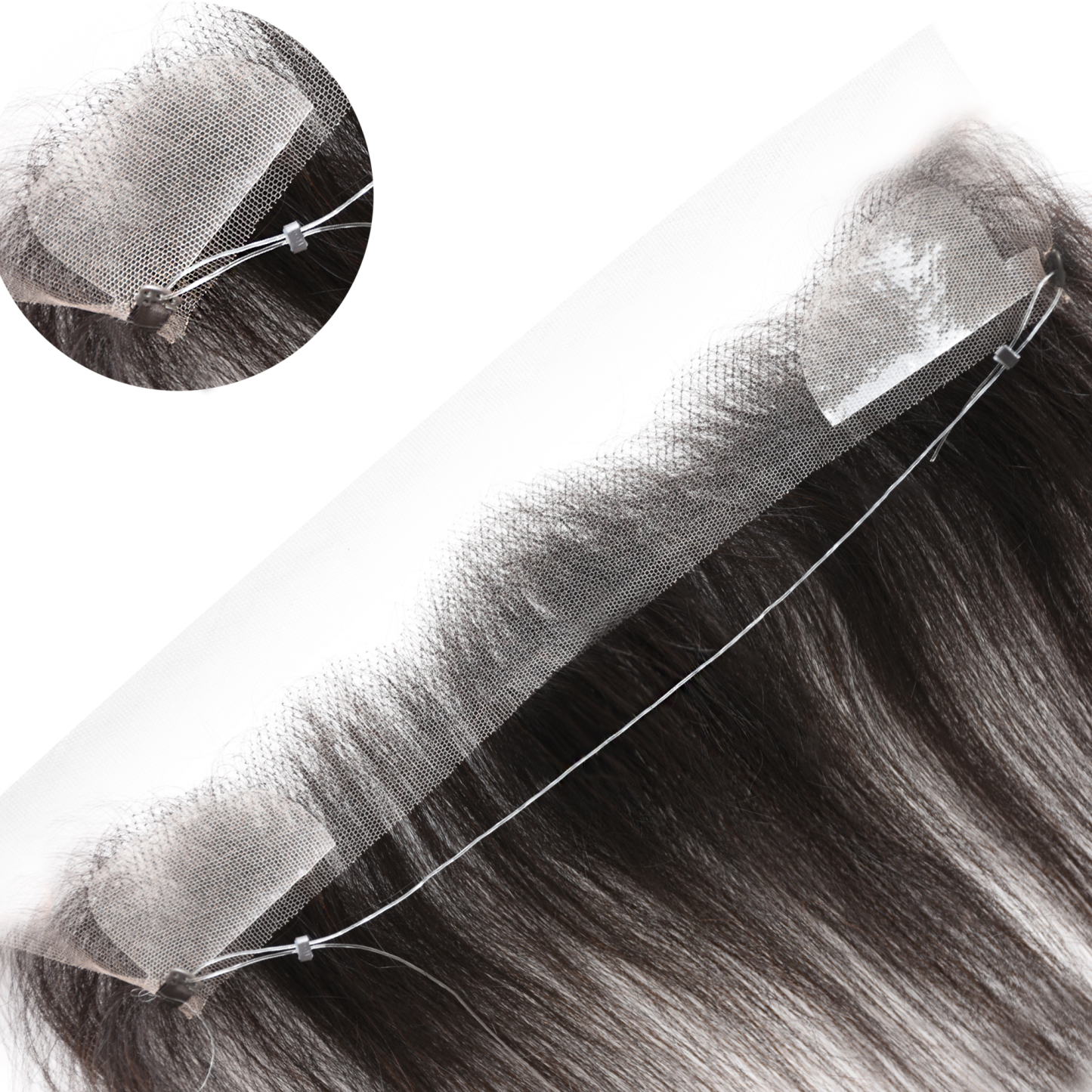 Meiverah Fishing Line Hand-Tied Mono Base Men's Hair System - Breathable, Realistic Hairline & Natural-Looking Hair Replacement（1B）