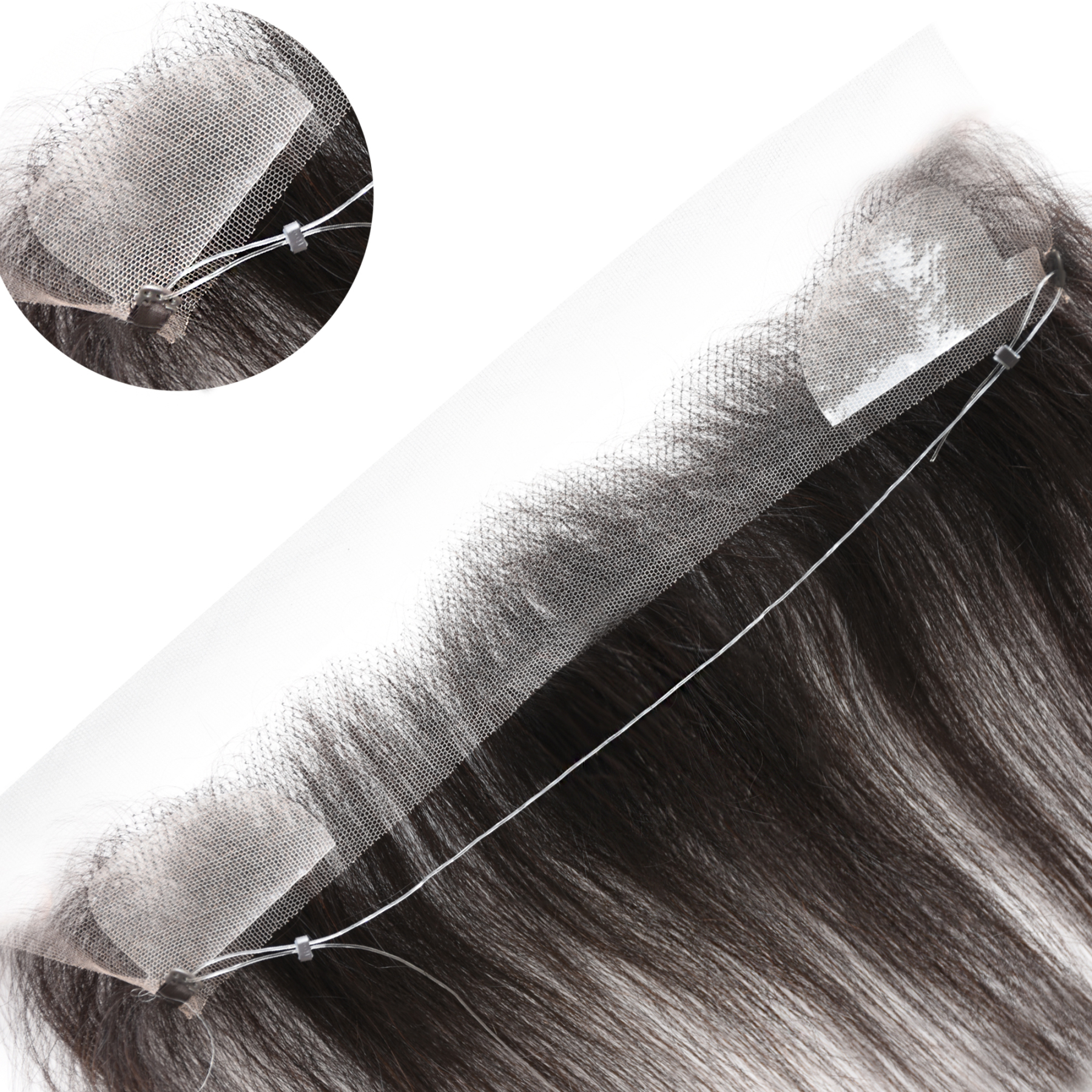 Meiverah Fishing Line Hand-Tied Mono Base Men's Hair System - Breathable, Realistic Hairline & Natural-Looking Hair Replacement（1B）