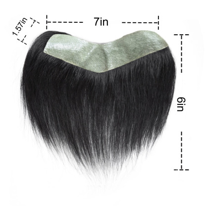 Meiverah Hair Frontal Hairpiece for Men Natural Black Hair Extension Hairline Loss Straight Tape in Human Hair Toppers Replacement Toupee （Jet Black）