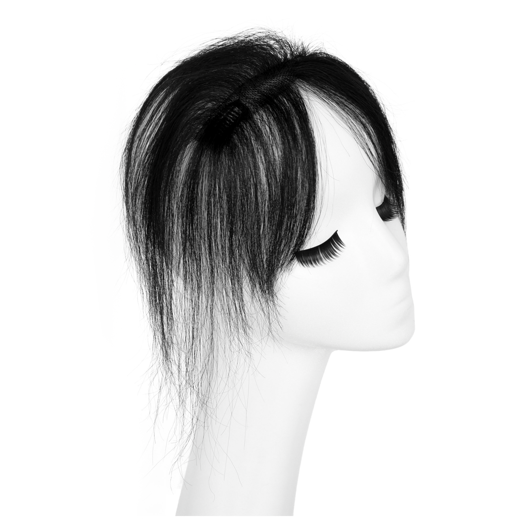 Meiverah Hair Clip in Bangs Clip In Hair Extensions 100% Baby Hair Human Hand Made Natural Forehead Patch No Trace Patch Hairline for Women(Jet Black)