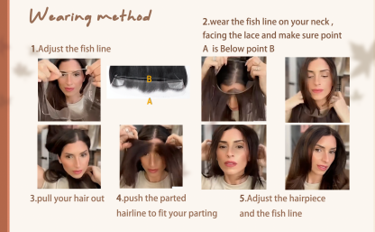 Meiverah Human Hair Hand-tied Frontal Hairline with Adjustable Fishing Line (1B Natural Black, 14") Secure & Sterdy Need No Glue 
