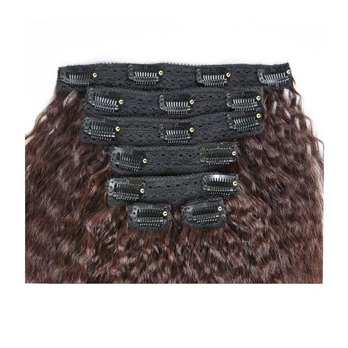 Yaki Hair Clip in Natural Hair Extensions for Black Women Virgin Remy Hair Kinky Straight （Dark Brown）
