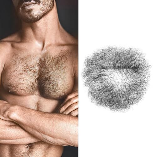 Meiverah Hair Handmade Men Fake Chest Hair Synthetic Hair Body Hair Adding Hair Volume Enhancement of Manliness(Natural Black)